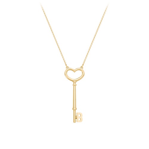 Initial Heart Key Necklace - B – 10K Yellow Gold
