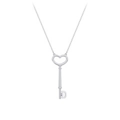Initial Heart Key Necklace - D