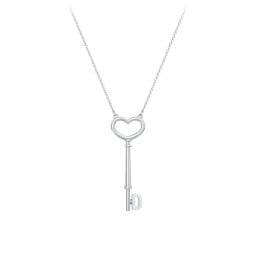 Initial Heart Key Necklace - D