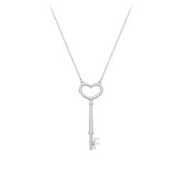 Initial Heart Key Necklace - F