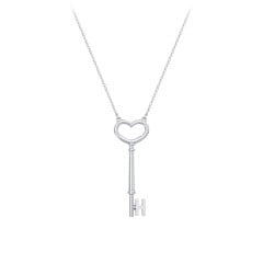 Initial Heart Key Necklace - H