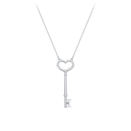 Initial Heart Key Necklace - I
