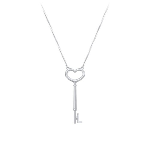 Initial Heart Key Necklace - L