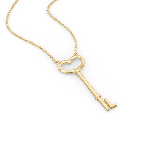 Initial Heart Key Necklace - L – 10K Yellow Gold