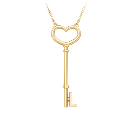 Initial Heart Key Necklace - L – 10K Yellow Gold