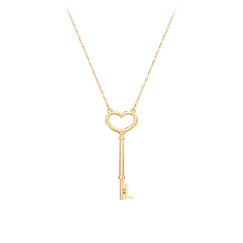 Initial Heart Key Necklace - L – 10K Yellow Gold