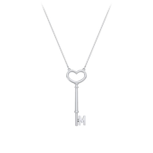 Initial Heart Key Necklace - M