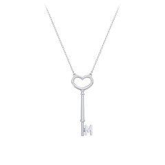 Initial Heart Key Necklace - M – Sterling Silver