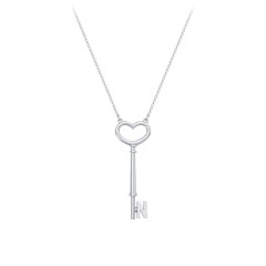 Initial Heart Key Necklace - N – Sterling Silver