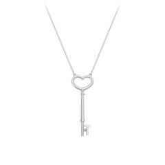 Initial Heart Key Necklace - T – Sterling Silver