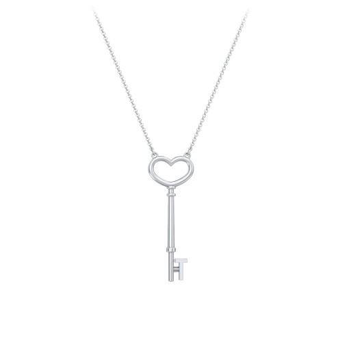 Initial Heart Key Necklace - T – Sterling Silver