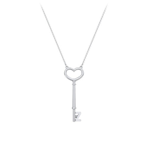Initial Heart Key Necklace - Z