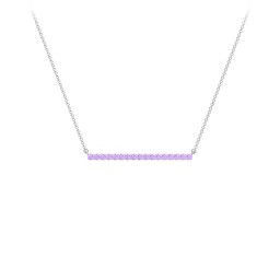 Gemstone Bar Pendant Necklace in 925 Sterling Silver with Amethyst