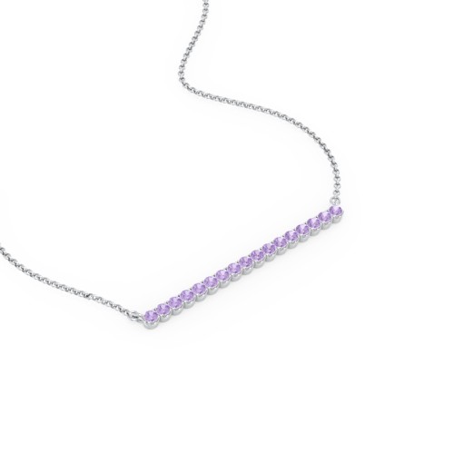 Gemstone Bar Pendant Necklace – Sterling Silver with Amethyst