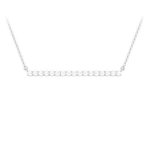 Gemstone Bar Pendant Necklace – Sterling Silver with Cubic Zirconia