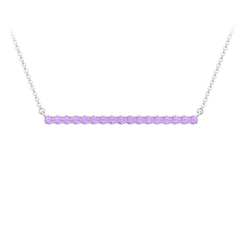 Gemstone Bar Pendant Necklace – Sterling Silver with Amethyst