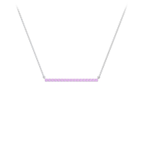 Gemstone Bar Pendant Necklace – Sterling Silver with Amethyst