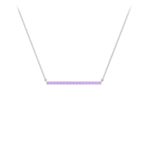 Gemstone Bar Pendant Necklace – Sterling Silver with Amethyst