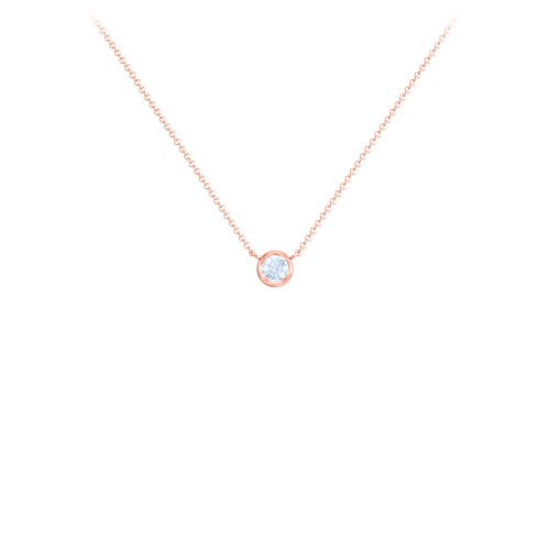 Bezel Set 3mm Gemstone Pendant – 10K Rose Gold with Aquamarine