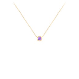 Bezel Set 3mm Gemstone Pendant in 18K Gold Plated Silver with Amethyst