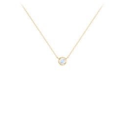 Bezel Set 3mm Gemstone Pendant in 18K Gold Plated Silver with Aquamarine