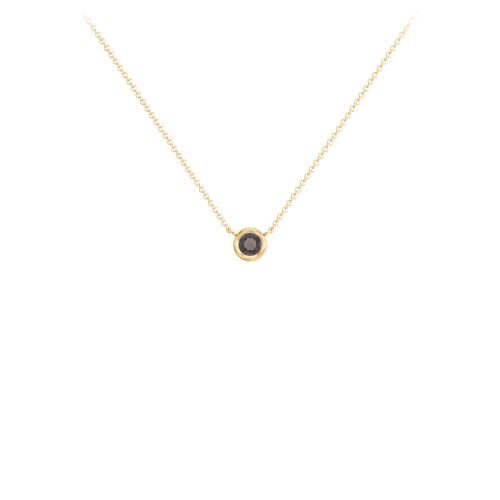 Bezel Set 3mm Gemstone Pendant – 18K Gold Plated Silver with Smokey Quartz