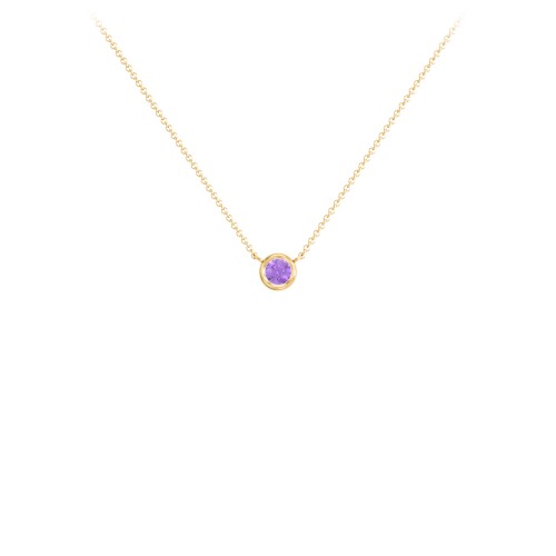 Bezel Set 3mm Gemstone Pendant – 18K Gold Plated Silver with Amethyst