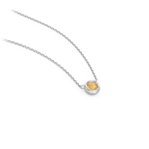 Bezel Set 3mm Gemstone Pendant – Sterling Silver with Citrine