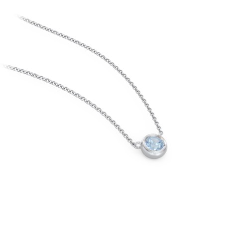 Bezel Set 3mm Gemstone Pendant – Sterling Silver with Blue Topaz