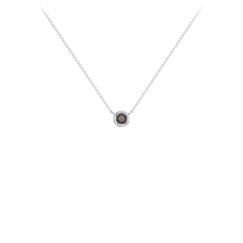 Bezel Set 3mm Gemstone Pendant – Sterling Silver with Smokey Quartz