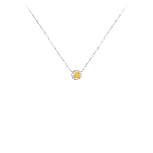 Bezel Set 3mm Gemstone Pendant – Sterling Silver with Citrine