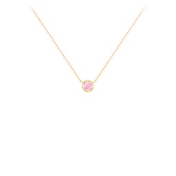 Bezel Set 3mm Gemstone Pendant in 10K Solid Yellow Gold with Pink Tourmaline