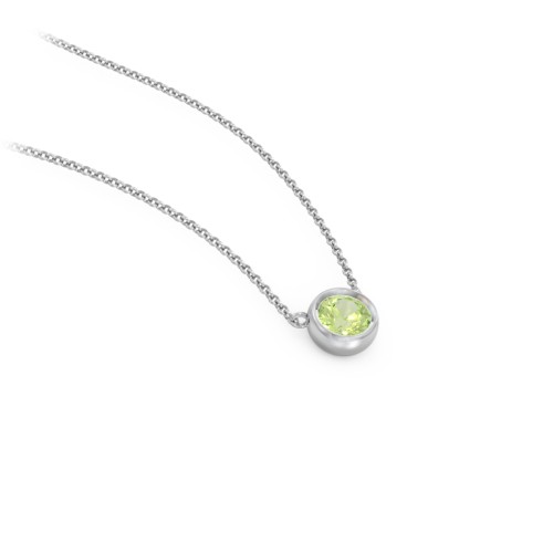 Bezel Set 4mm Gemstone Pendant – Sterling Silver with Peridot