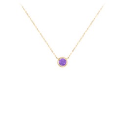 Bezel Set 4mm Gemstone Pendant in 18K Gold Plated Silver with Amethyst