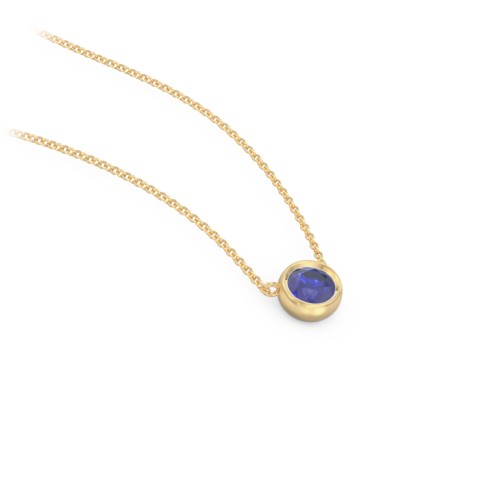 Bezel Set 4mm Gemstone Pendant – 18K Gold Plated Silver with Blue Sapphire