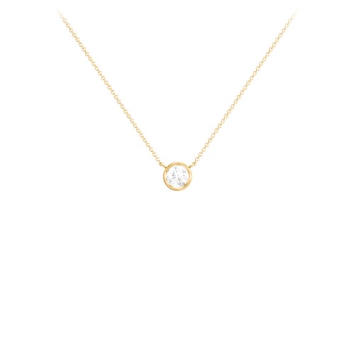 Bezel Set 4mm Gemstone Pendant – 18K Gold Plated Silver with Diamond