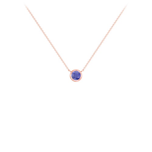 Bezel Set 4mm Gemstone Pendant – 10K Rose Gold with Blue Sapphire