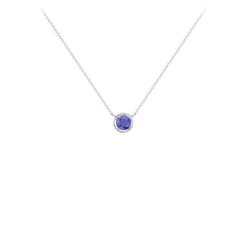 Bezel Set 4mm Gemstone Pendant – Sterling Silver with Blue Sapphire