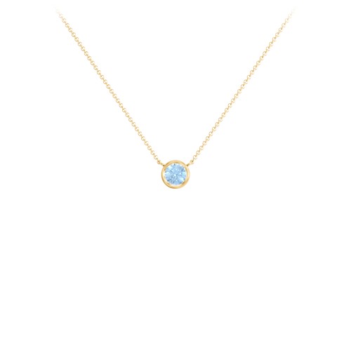 Bezel Set 4mm Gemstone Pendant – 10K Yellow Gold with Blue Topaz