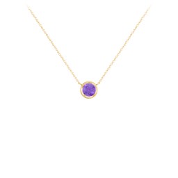 Bezel Set 5mm Gemstone Pendant in 18K Gold Plated Silver with Amethyst