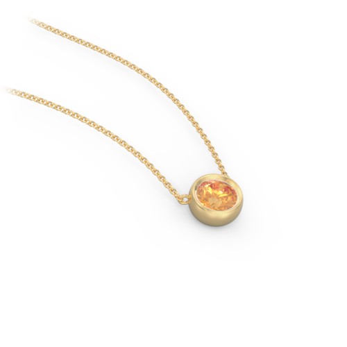 Bezel Set 5mm Gemstone Pendant – 18K Gold Plated Silver with Citrine