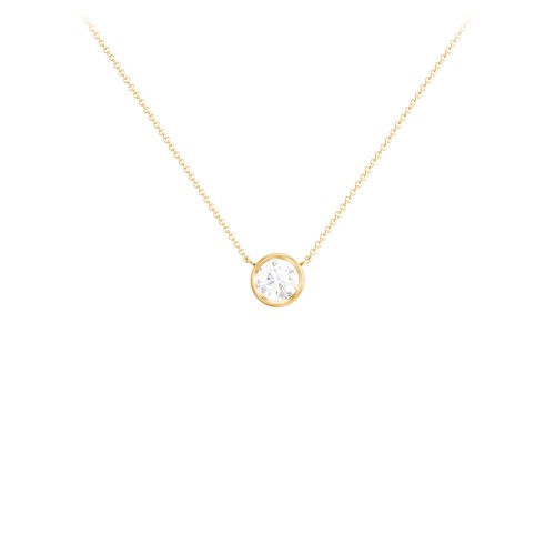 Bezel Set 5mm Gemstone Pendant – 18K Gold Plated Silver with Diamond