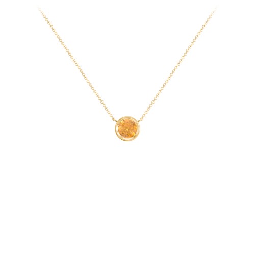 Bezel Set 5mm Gemstone Pendant – 18K Gold Plated Silver with Citrine