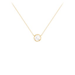 Bezel Set 5mm Gemstone Pendant in 10K Solid Yellow Gold with Diamond