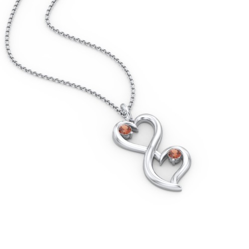 Stacked Hearts Gemstone Necklace – Sterling Silver with Garnet