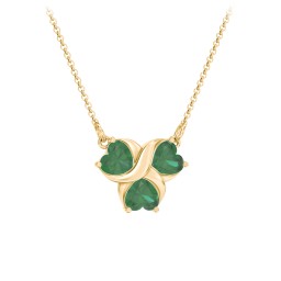 Love and Kisses 3 Gemstone Pendant in 18K Gold Plated Silver with Emerald