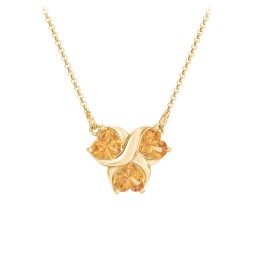 Love and Kisses 3 Gemstone Pendant in 18K Gold Plated Silver with Citrine