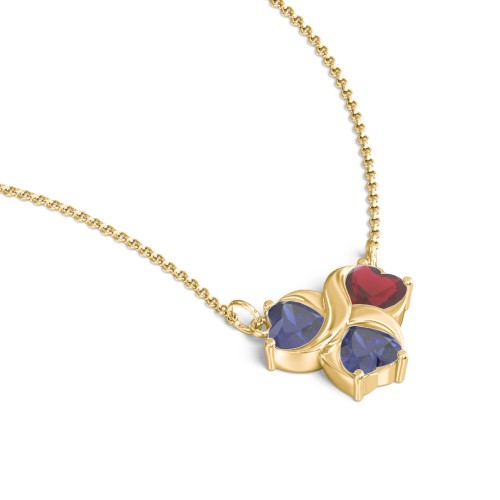 Love and Kisses 3 Gemstone Pendant – 18K Gold Plated Silver with Blue Sapphire and Garnet