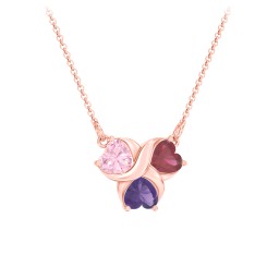 Love and Kisses 3 Gemstone Pendant in 10K Solid Rose Gold with Pink Tourmaline, Ruby, and Amethyst