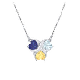 Love and Kisses 3 Gemstone Pendant in 925 Sterling Silver with Blue Sapphire, Aquamarine, and Citrine
